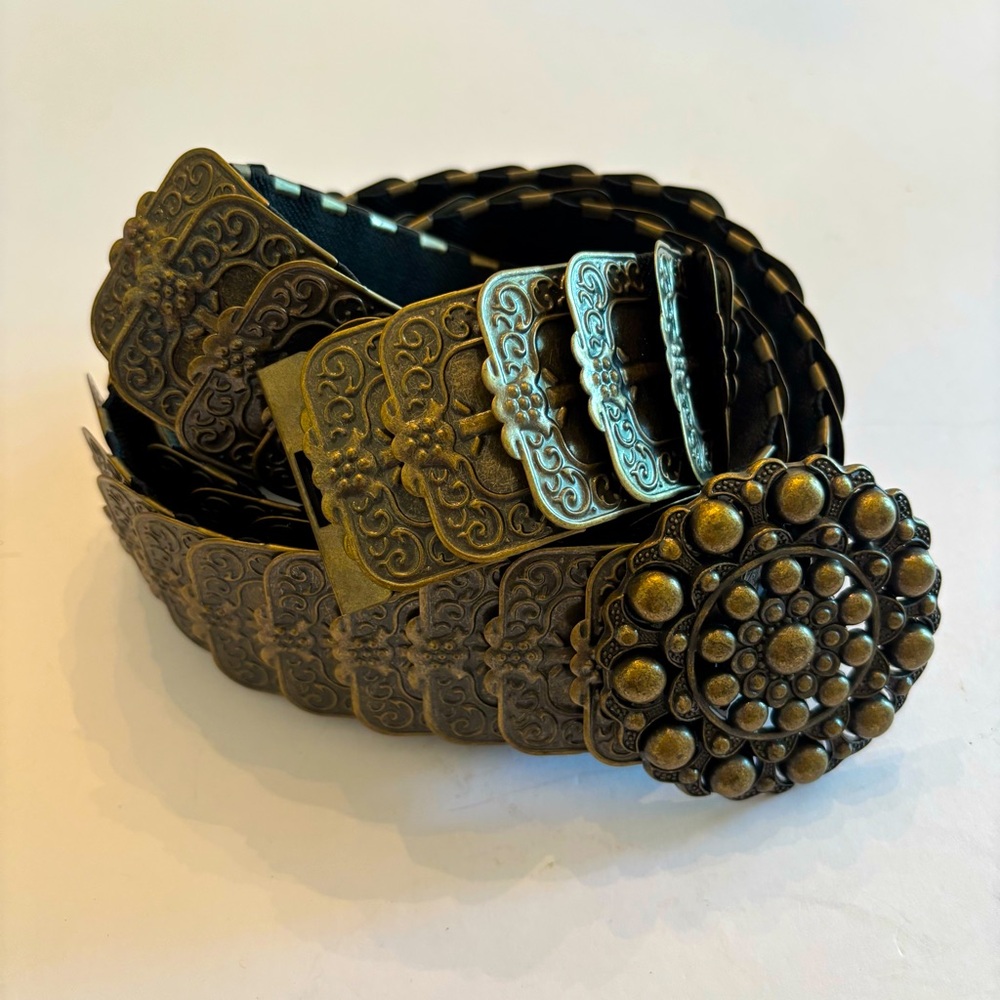Ornate Antique Brass Western Waist Belt - Women's Accessory